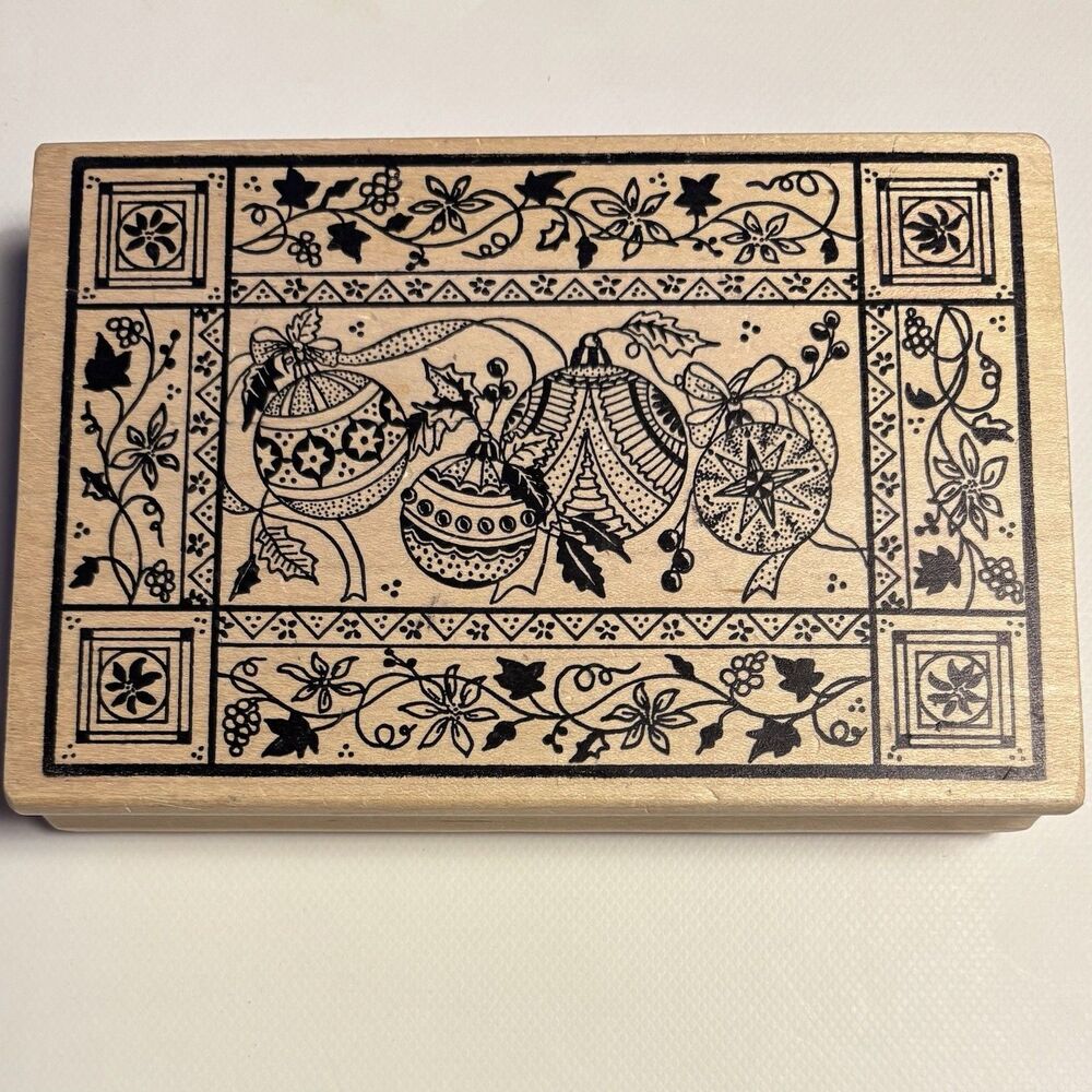 NEW Christmas Ornaments & Poinsettias Holiday Large MAGENTA Rubber Stamp Canada